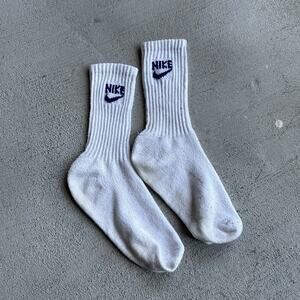 Mens Blue 1980s Nike Swoosh Cotton Blend Tube Socks Size 10-13